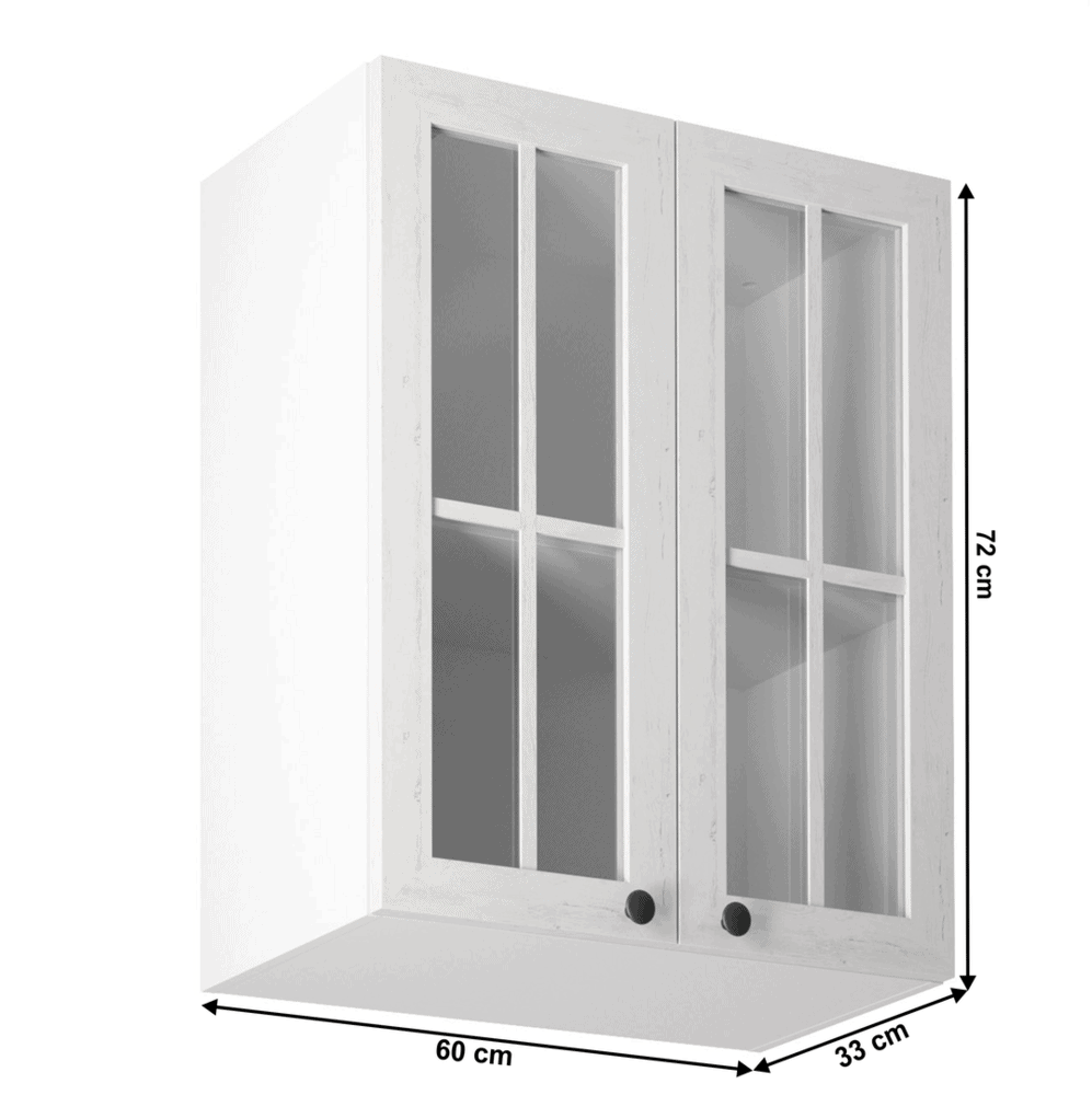 Dulap superior cu doua usi si cu sticla G60S, alb/pin Andersen, PROVENCE 4