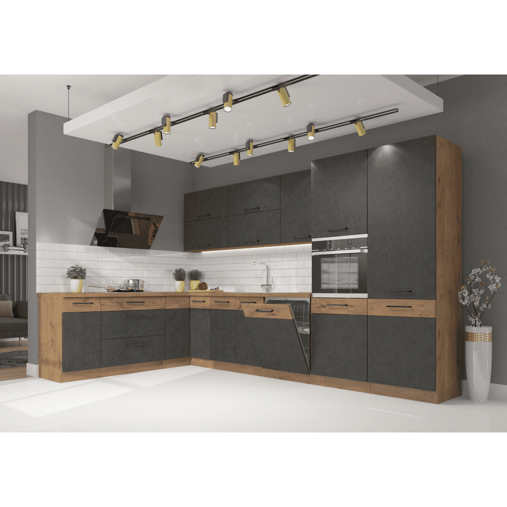 Dulap inalt, stejar lancelot/gri mat, VEGA 60 DKS-210 3S 1F 7