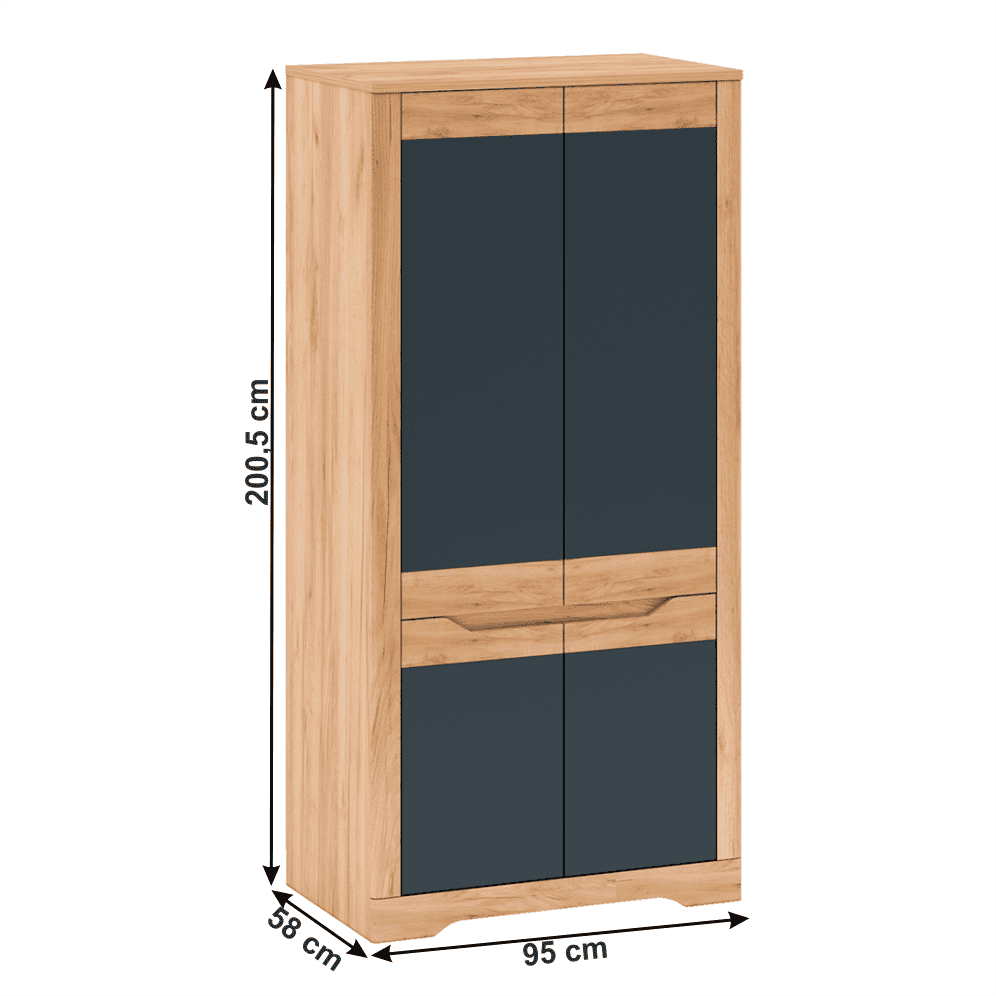 Dulap cu spatiu pt. umerase Q, gri craft auriu / gri grafit, FIDEL 4