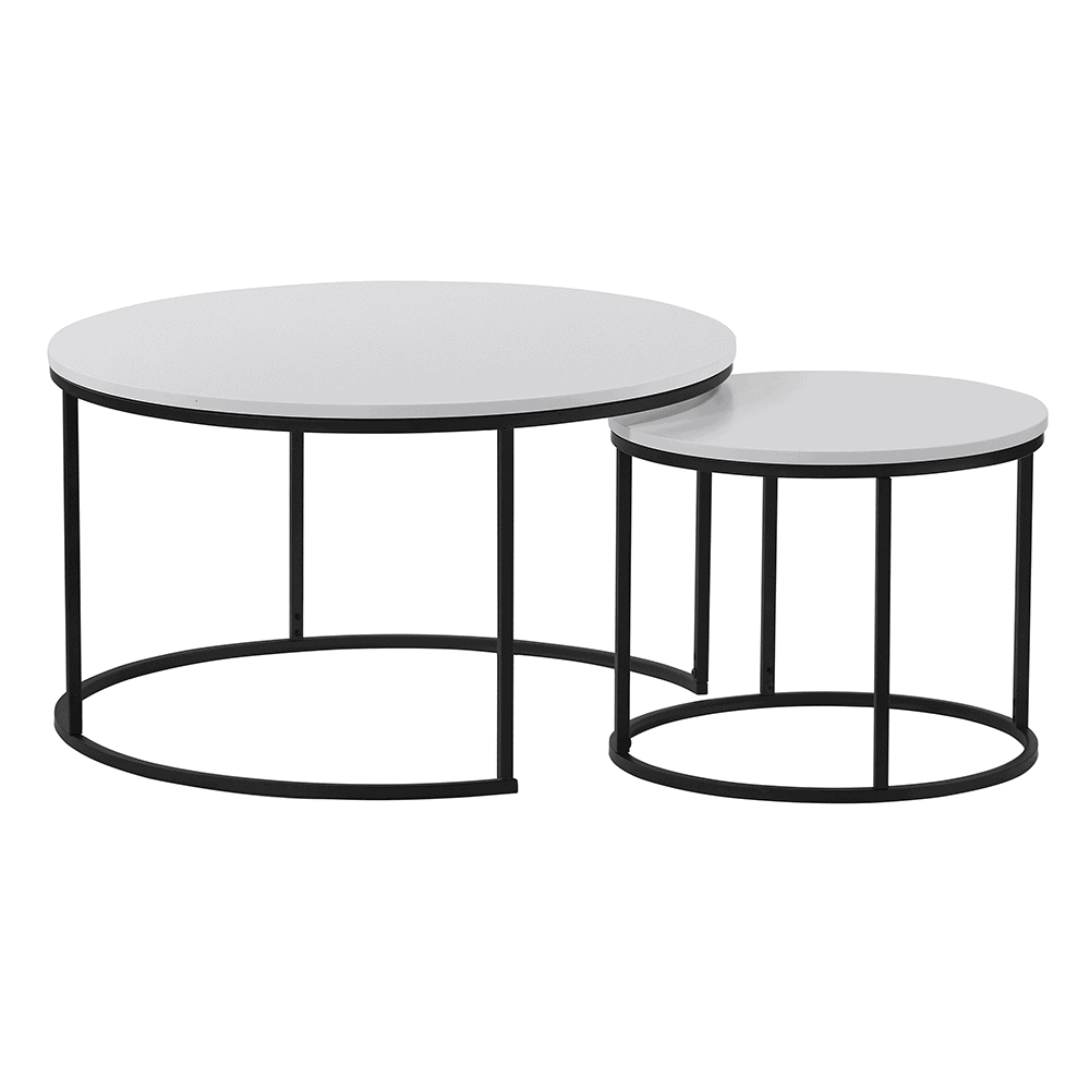 Set de doua mese de cafea, alb/negru, IKLIN