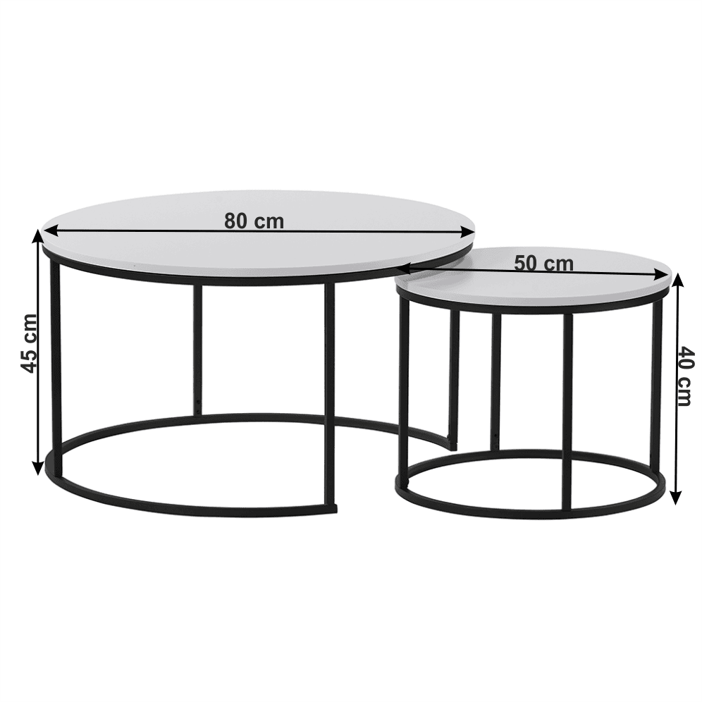 Set de doua mese de cafea, alb/negru, IKLIN 2