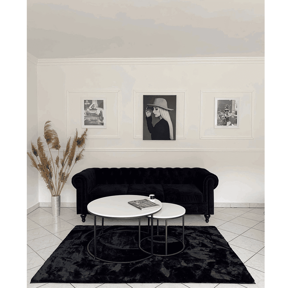 Set de doua mese de cafea, alb/negru, IKLIN 4