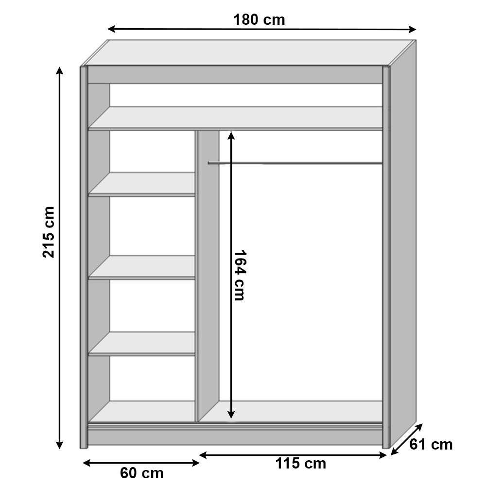 Dulap cu usi glisante, stejar sonoma, 180x215, LOW 3
