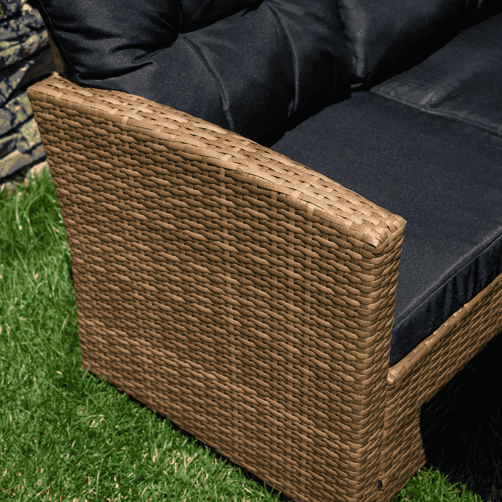 Set de gradina din ratan, maro deschis / negru, MADUL 4