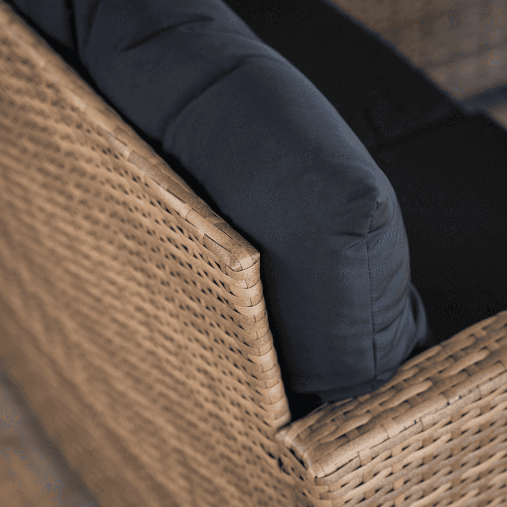 Set de gradina din ratan, maro deschis / negru, MADUL 6