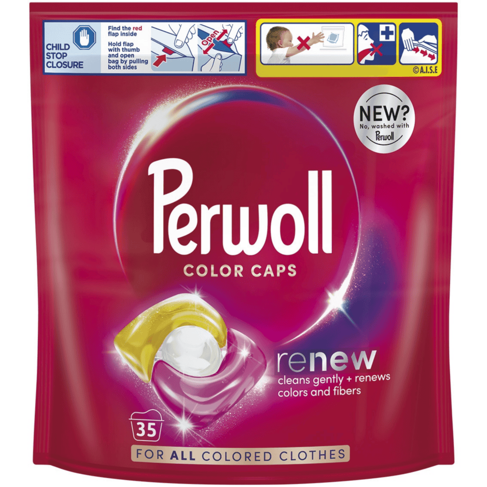 ​Detergent de rufe capsule, Perwoll Renew Color, protectie pentru culori, ingrijirea fibrelor, 35 spalari
