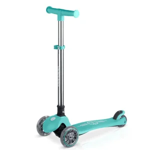 Trotineta de echilibru cu trei roti, material ghidon din aluminiu, inaltimea reglabila a ghidonului, iluminare LED, greutate maxima utilizator 50 kg, punte fluorescenta, turcoaz