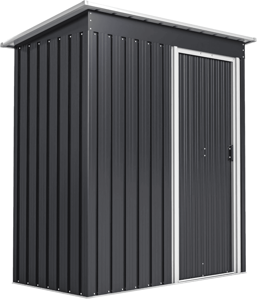 Magazie de gradina DacEnergy©, realizata din otel galvanizat si tabla de otel vopsita, 1 usa glisanta, 4 guri de ventilatie, 164 × 100 × 184 cm