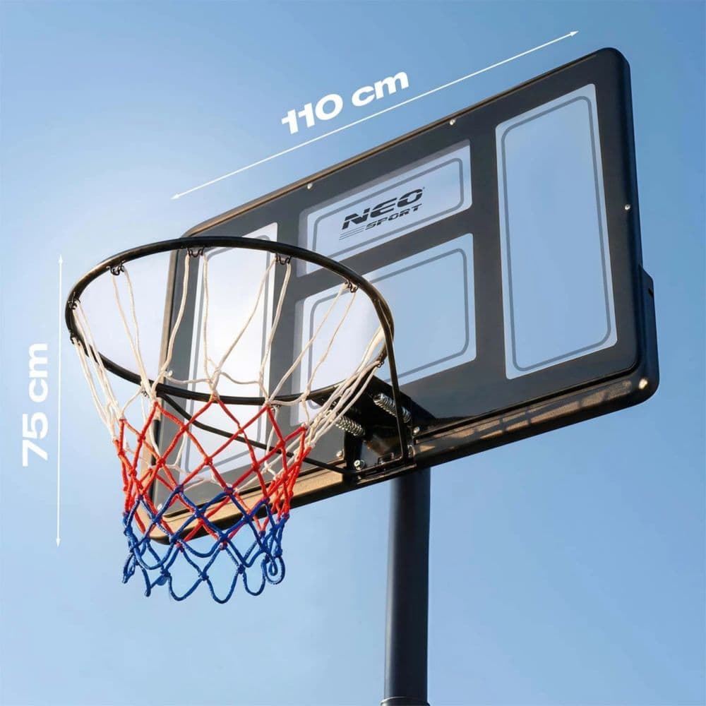 Cos de baschet independent, constructie robusta din otel, placa transparenta din PVC de 110 × 75 cm, inaltime reglabila 1,35-3 m, cerc de 45 cm, fabricat din otel 11