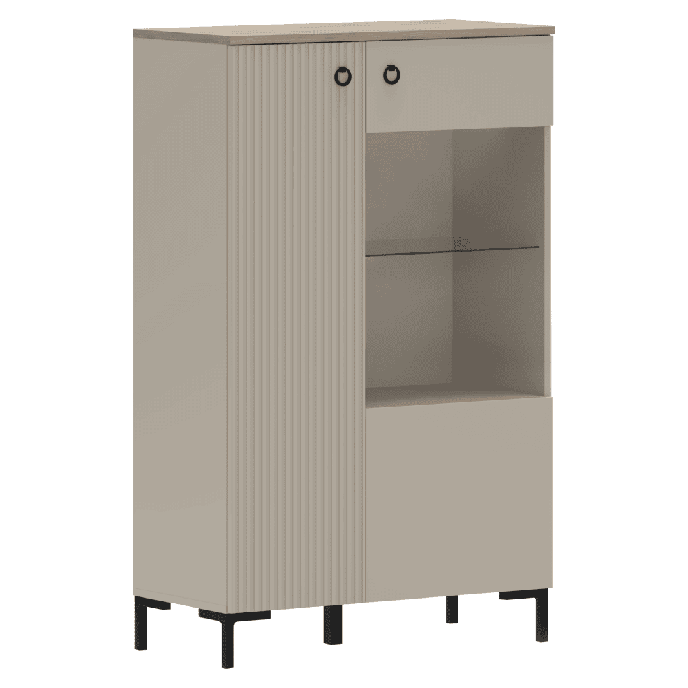 Vitrina joasa, gri-maroniu Taupe/stejar silverjack, DOMCA 1D1W/140