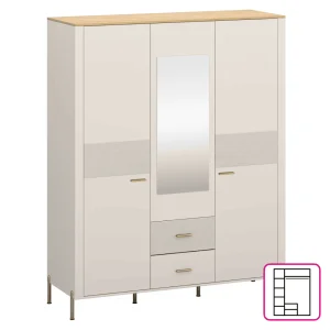 Dulap cu oglinda, casmir/stejar de piatra, RUNOL 3D2S
