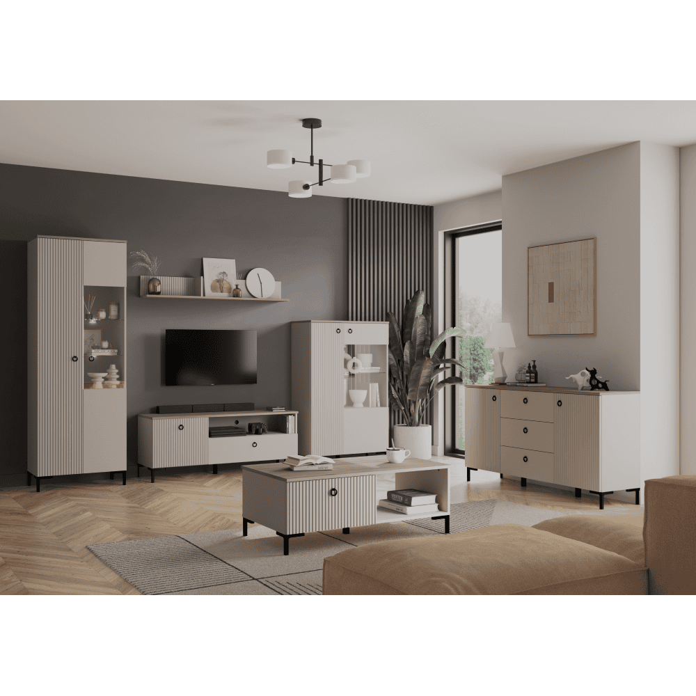 Vitrina joasa, gri-maroniu Taupe/stejar silverjack, DOMCA 1D1W/140 5