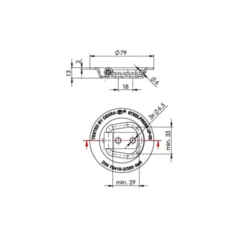 Prindere podea incastrata cu cupa rotunda 250 kg pentru remorci mici si medii Cod: UP-03 2