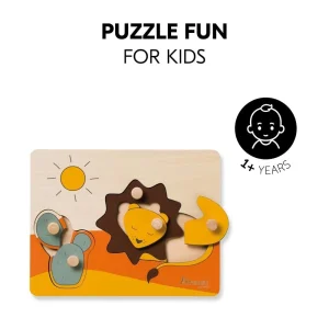 Puzzle din lemn certificat FSC, cu piese imbinate, Hauck, Lion