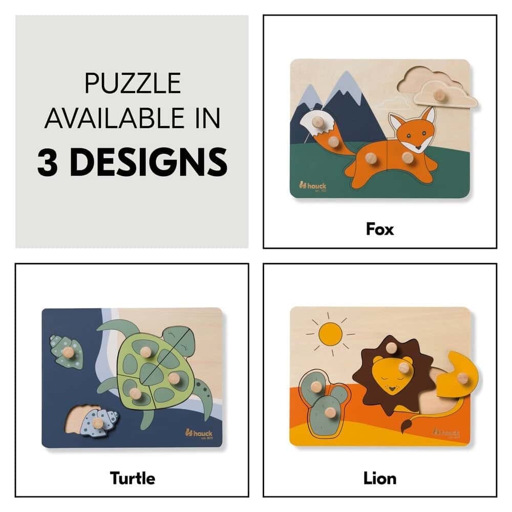 Puzzle din lemn certificat FSC, cu piese imbinate, Hauck, Turtle 6