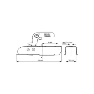 Cupla remorca 750 kg pentru ax patrat 70 mm Cod: 750J