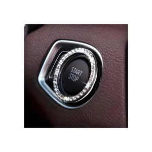 Ornament argintiu universal pentru buton start-stop, cu cristale stralucitoare Cod: JS-21