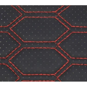 Huse auto compatibile Logan III  CONFORT 2020->  hexagon cu gaurele negru/cusatura rosie