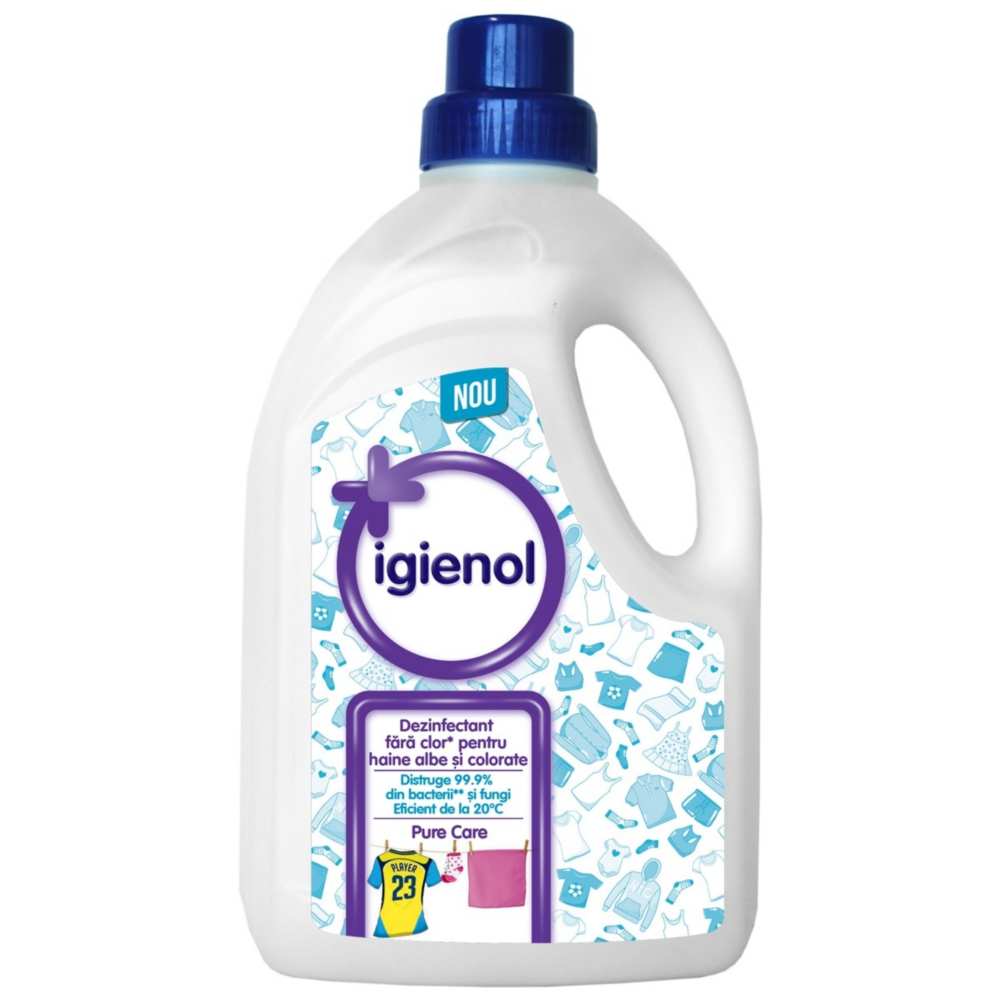 Dezinfectant haine Igienol, lichid, antibacterian, eliminare mirosuri, 1.5L, Pure