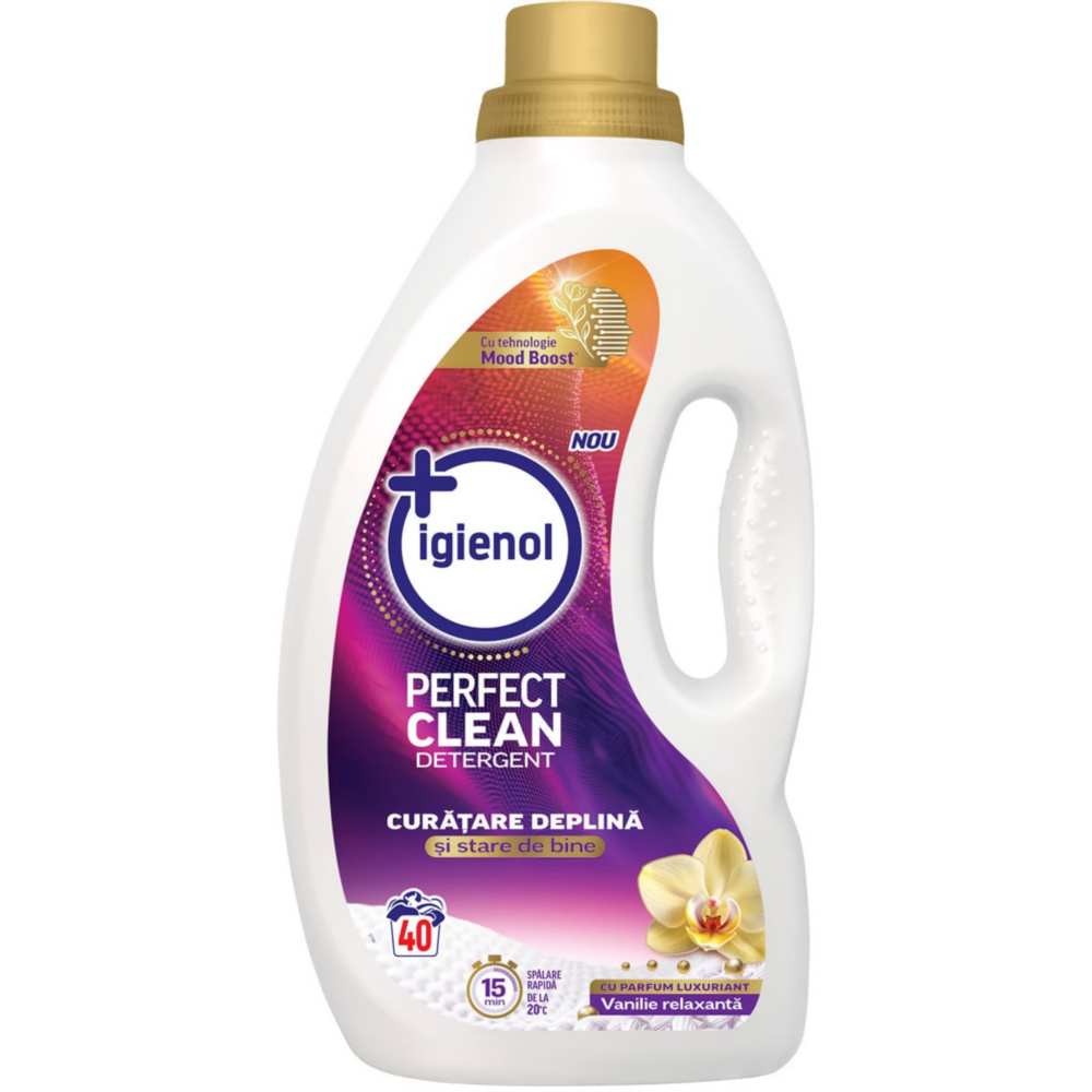 Detergent lichid Igienol Perfect Clean Vanilie, antibacterian, curatare profunda, 40 spalari, 1.6L, vanilie
