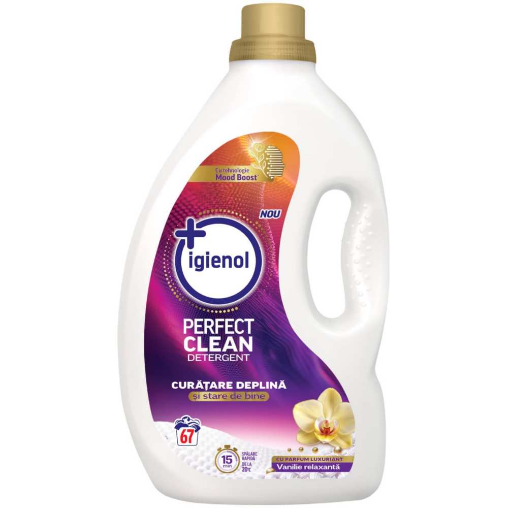 Detergent lichid Igienol Perfect Clean Vanilie, antibacterian, curatare profunda, 67 spalari, 2.7L