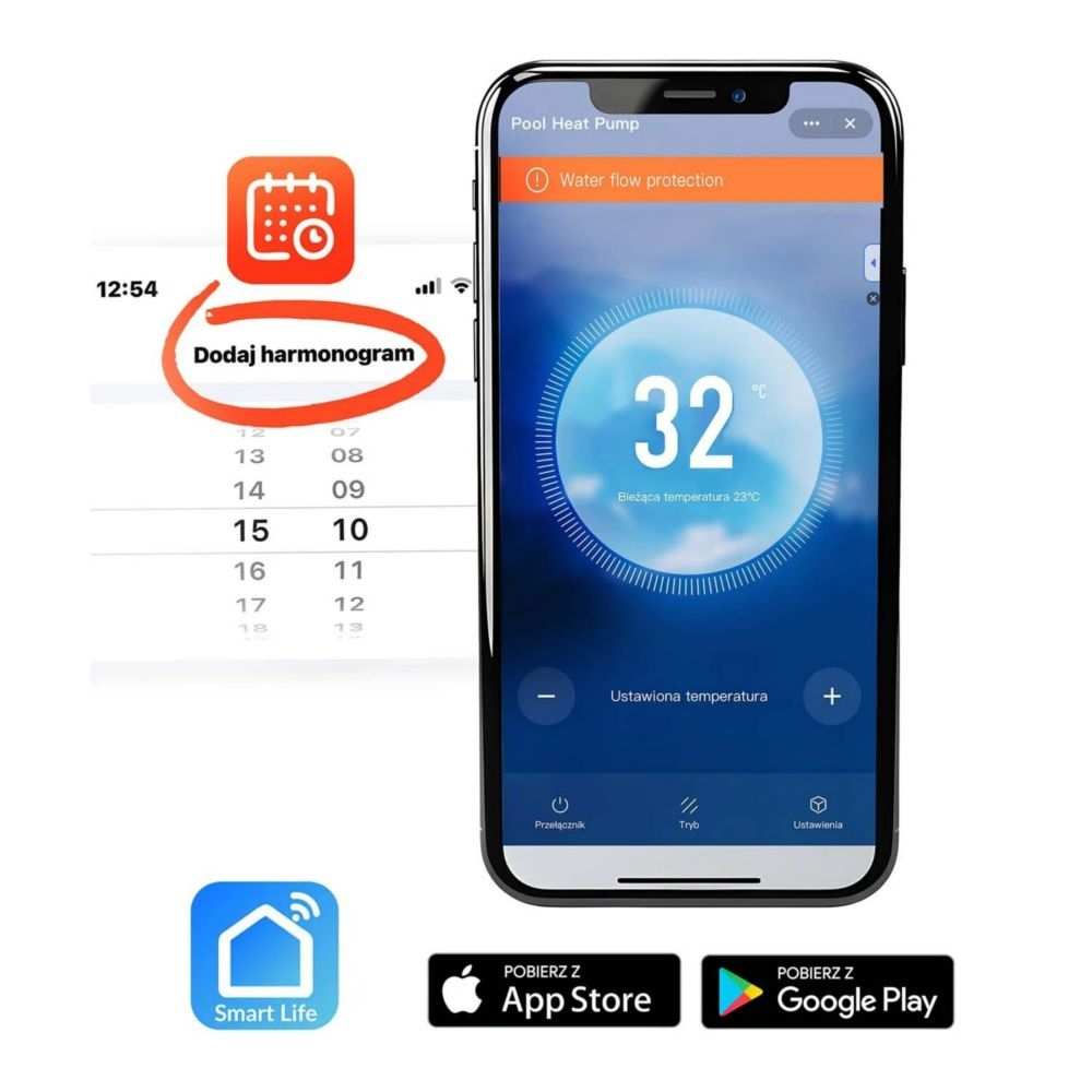 Pompa de caldura pentru piscina pana la 10 m³, afisaj LCD, Bluetooth, Wi-Fi, temperatura de functionare 10-43 °C, debit de apa 1, 50 m³/h, COP 5.17, 3 kW, neagra 3