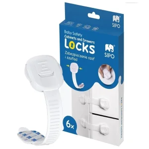 Sistem siguranta copii SIPO, blocator sertare, usa cuptor, frigider, congelator, dulap, previne deschiderea accidentala, lungime ajustabila, set 6 buc