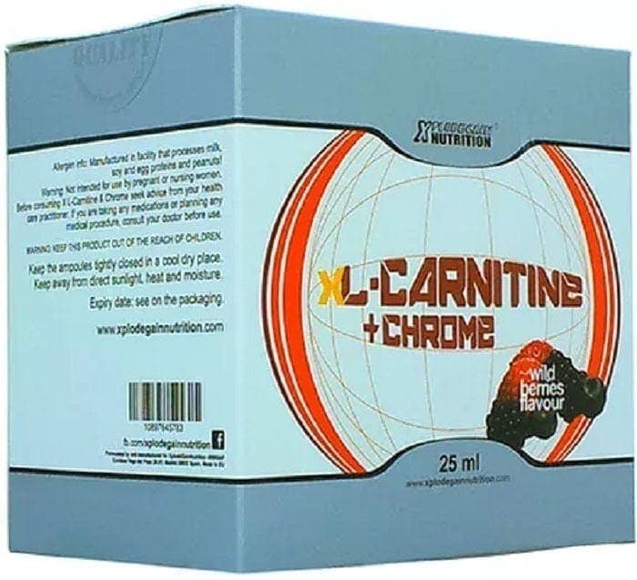 X L-Carnitine + Chrome 14 fiole X 25 ml cu Aroma de Fructe de Padure Xplode Gain Nutrition