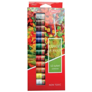 Culori acrilice, 12 ml, 12 culori/set, DACO