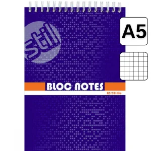 Bloc Notes A5, cu spirala dubla, 50 file, matematica, STIL