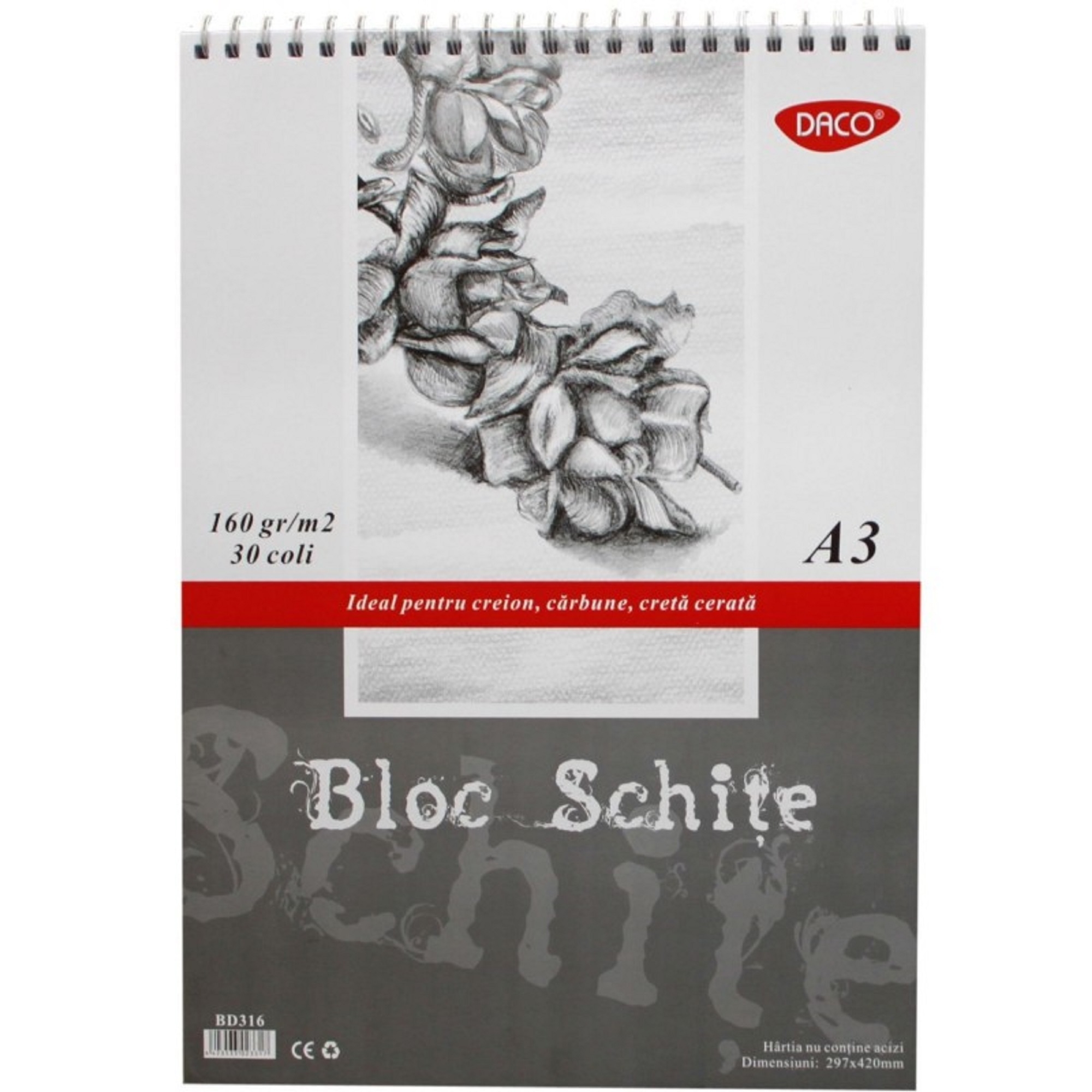 Bloc Schite A3, 160g/mp, 30 file, DACO