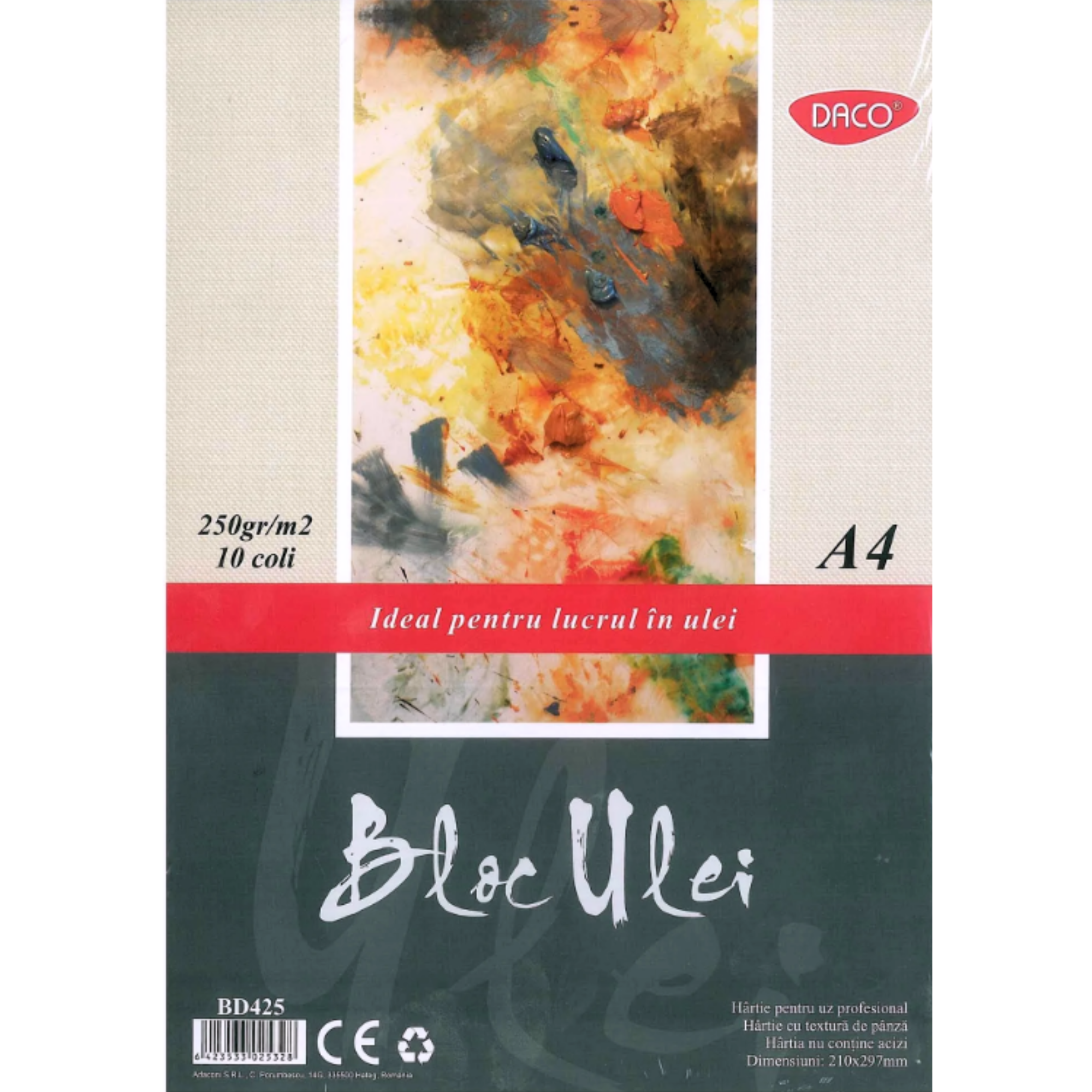 Bloc cu textura panza pentru Ulei A4, 250g/mp, 10 file, DACO