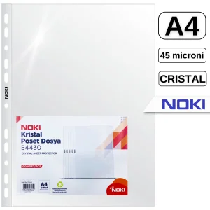 File protectie cristal, 45 microni, 100 buc/set, A4, NOKI