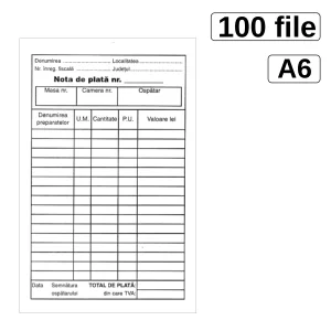 Nota plata ospatar, A6, 100 file/set