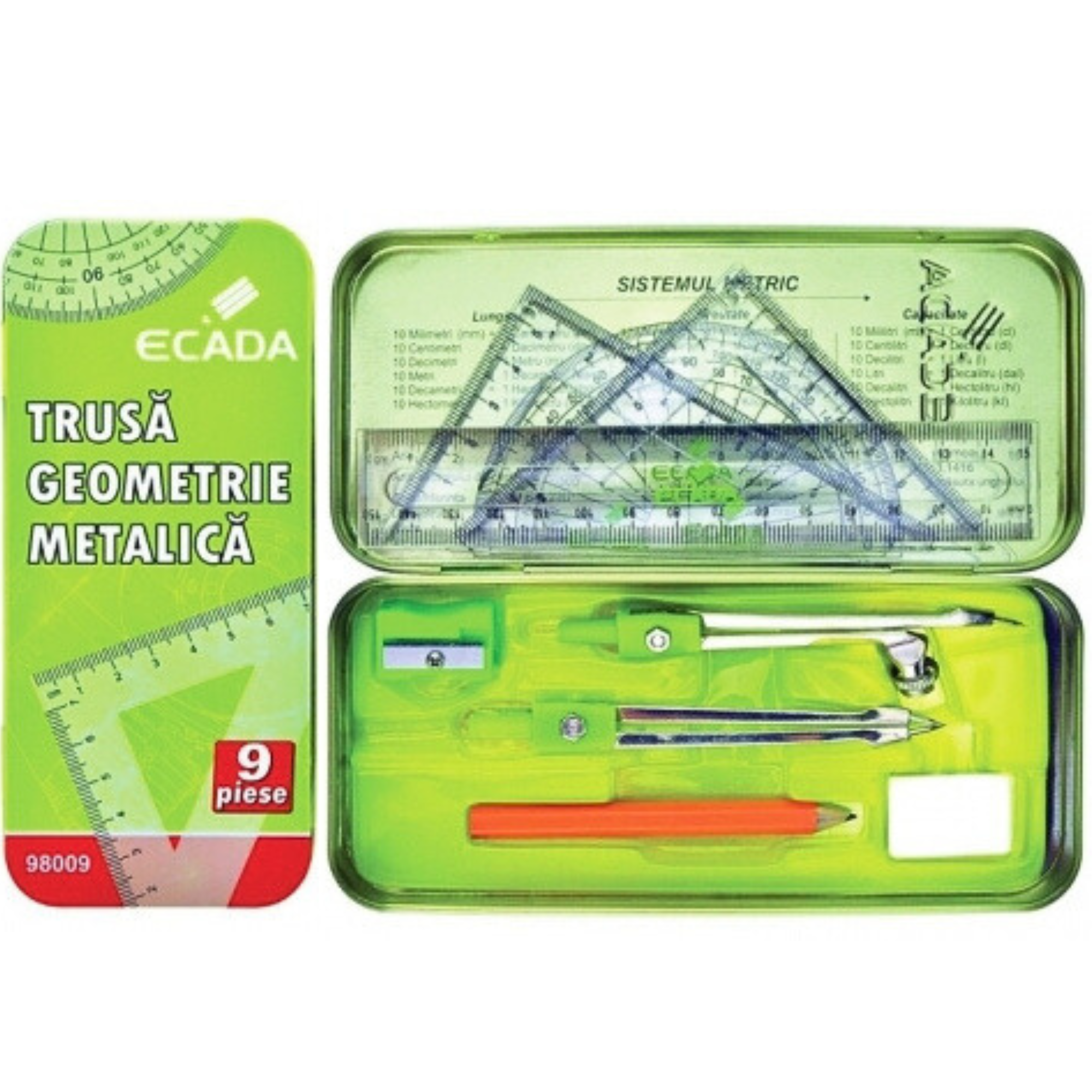 Trusa Geometrie in cutie metalica ECADA