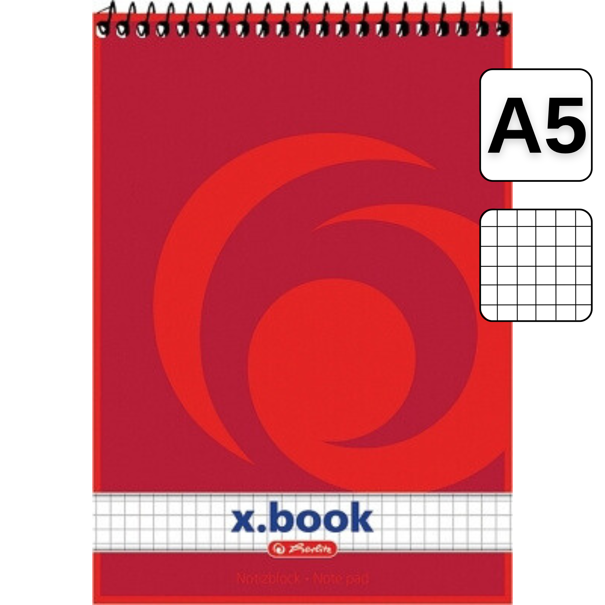 Bloc Notes cu spirala A5, 50 file, matematica, HERLITZ X.Book