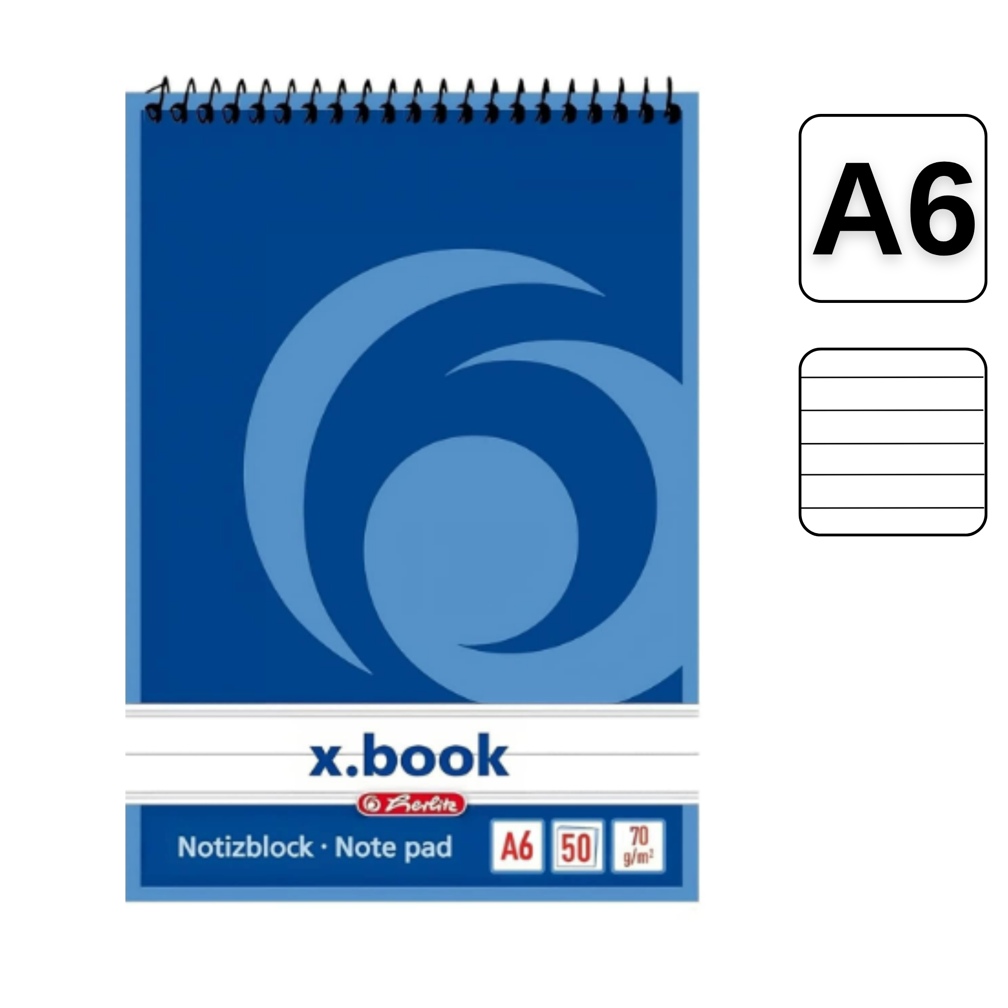 Bloc Notes cu spirala, A6, 50 file, dictando, HERLITZ X.Book
