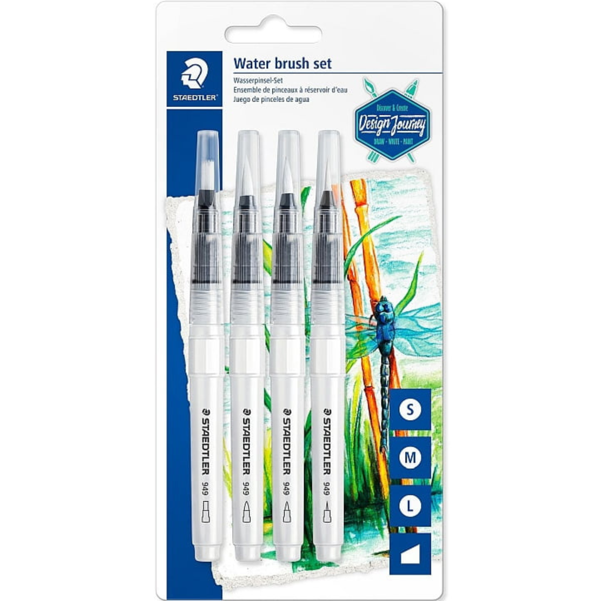 Pensule cu varfuri mixte si rezervor de apa, 4 buc/set, STAEDTLER