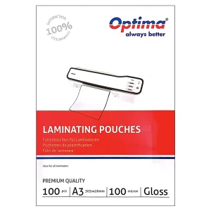 Folie laminare A3, 100 microni, 100 buc/top, OPTIMA