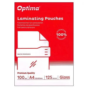 Folie laminare A4, 125 microni, 100 buc/top, OPTIMA