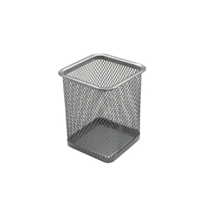 Suport instrumente de scris metalic, forma patrata, Mesh, argintiu, ECADA