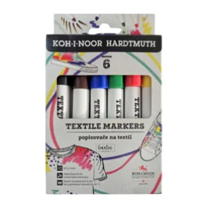 Marker pentru textile, KOH-I-NOOR, 6 culori/set