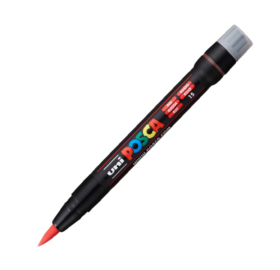 Marker pensula Uni Posca Brush  PCF-350 K Rosu M426