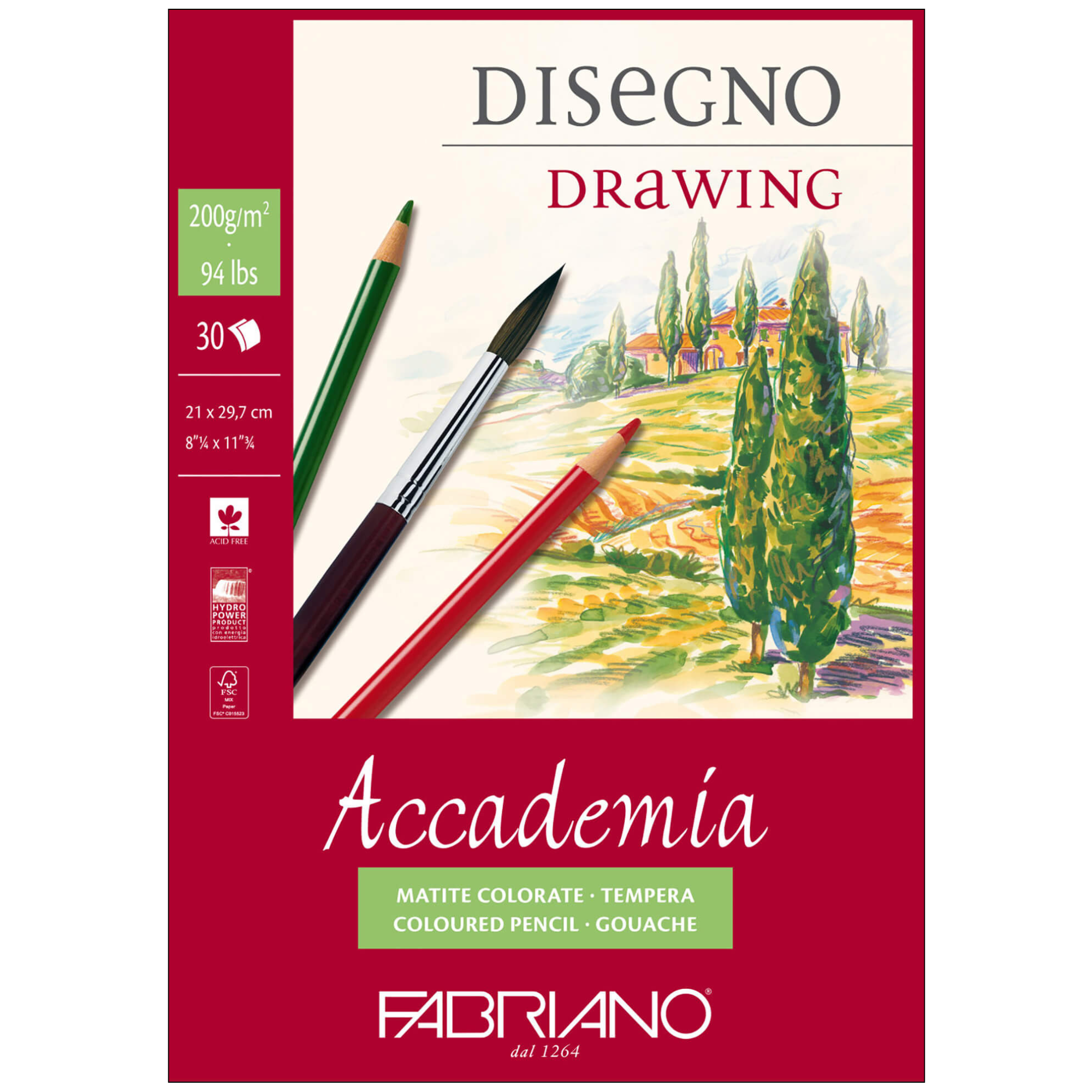 Bloc Mixed Media A4, 200g/mp, 30 file, FABRIANO Accademia