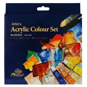 Culori acrilice, 12ml, 18 culori/set, PHOENIX
