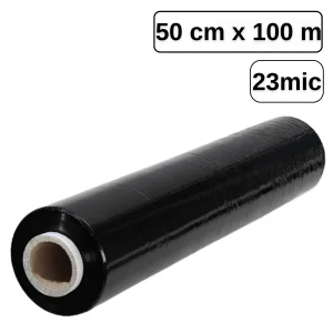 Folie stretch neagra, 50 cm x 100 m