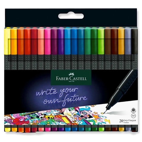 Fineliner 0.4 mm cu grip, FABER-CASTELL, 20 culori/set