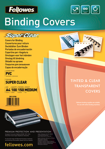 Coperti plastic transparent, A4, 150 microni, FELLOWES, 100 coli/top
