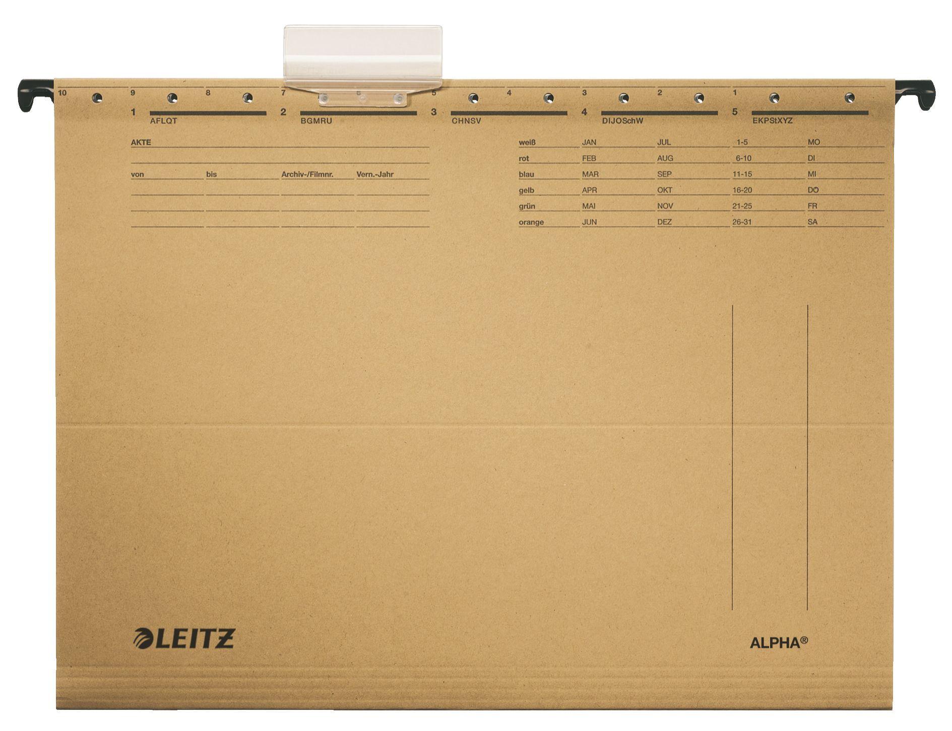Dosar suspendabil A4 Kraft, cu eticheta, carton 250 g/mp, LEITZ Alpha Standard