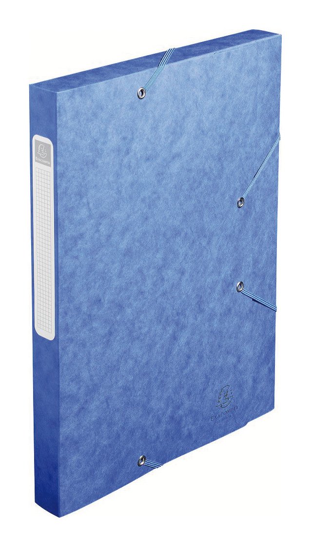 Mapa A4 din carton, cu burduf si elastic, albastru, EXACOMPTA